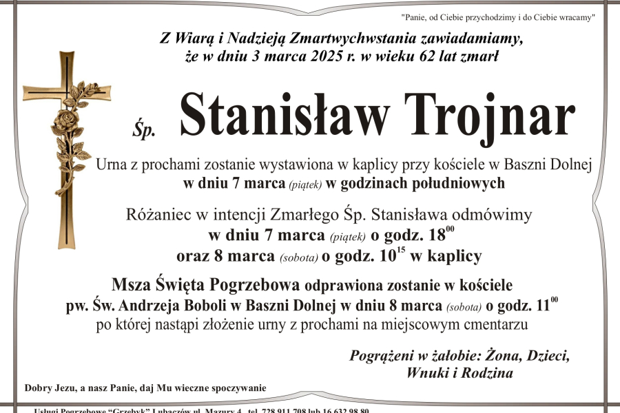 Zmarł Stanisław Trojnar [62 lata]